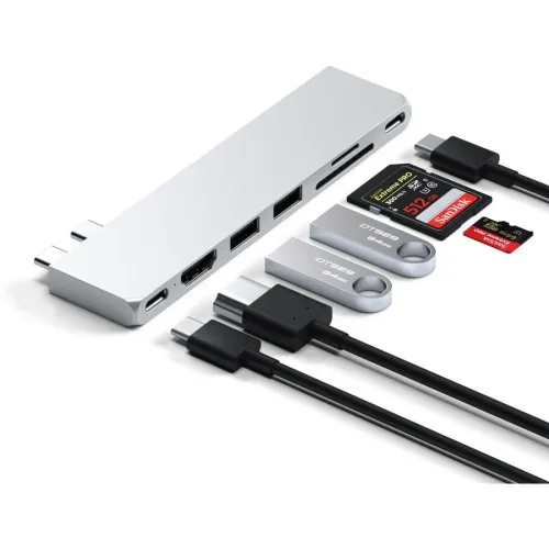 Satechi, Satechi - Usb-c Hub, Dual USB-C Hub für M1/M2 MBP (ab 2021/MBP 2017-2020), Silber