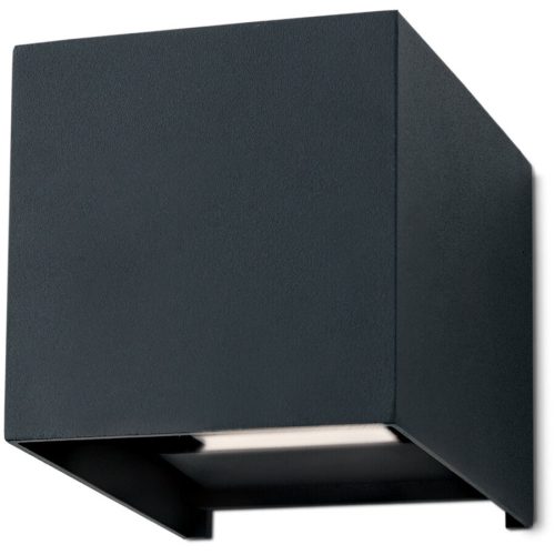 Wandlampe aussen Cube Grau Aluminium 10 cm 10 cm - Farbe: anthrazit - Lichtfarbe: Warmweiss - Material: Aluguss - Wandlampe aussen