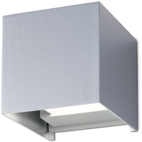 Wandlampe aussen Cube Silber Aluminium 10 cm 10 cm - Farbe: Aluminium matt - Lichtfarbe: Warmweiss - Material: Aluguss - Wandlampe aussen