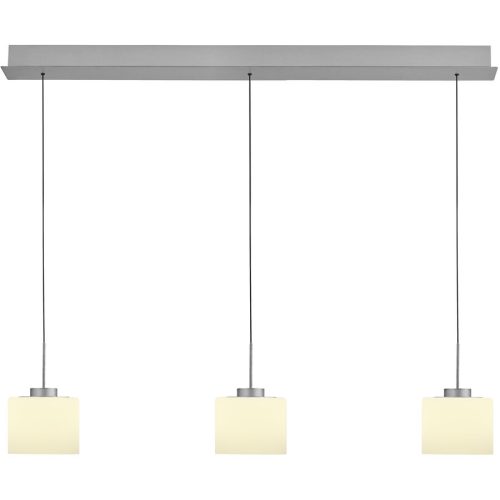 Pendellampe Abby Silber/Weiss Metall/Glas 110 cm 180 cm - Farbe: Silber/Opalweiss - LED - Lichtfarbe: Extra warmweiss - Pendellampe- LED