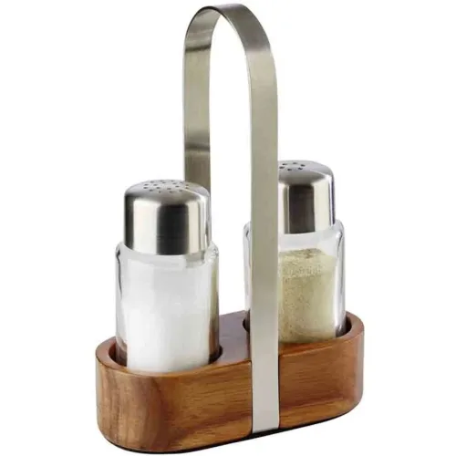 Aps, APS Pfeffer- & Salz-Menage WOOD; 5.5x17 cm (BxH); braun/silber