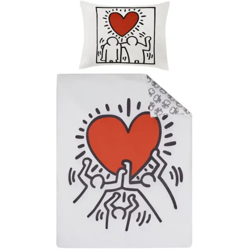 Keith Haring Bettwäschegarnitur Love Mehrfarbig Baumwolle 160 cm 210 cm - Farbe: bunt - Bettwäschegarnitur
