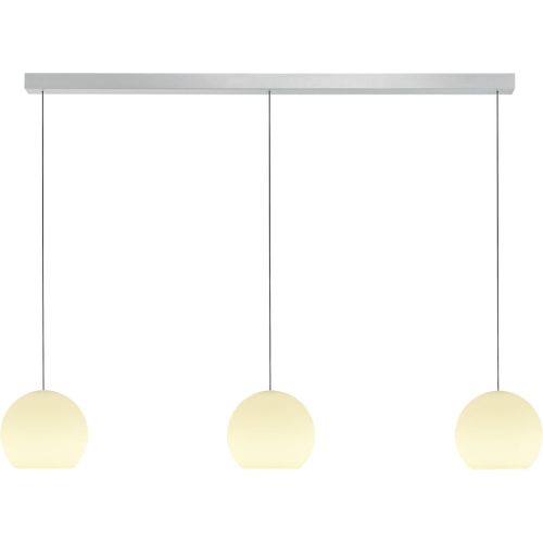 Designer-Pendellampe Bankamp Globe aluminium matt 3-flammig dimmbar - Farbe: Silber - LED - Lichtfarbe: Extra warmweiss - Material: Metall/Glas -
