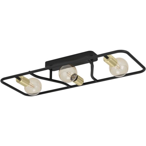 Eglo Deckenlampe Messinaro Schwarz Stahl 28 cm 11.5 cm - Farbe: Schwarz/Messing - Deckenlampe