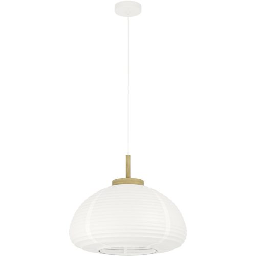 Eglo Pendellampe Summerhill Braun/Weiss Stahl/Holz 110 cm - Farbe: weiss/braun - Material: Holz/Stahl - Pendellampe
