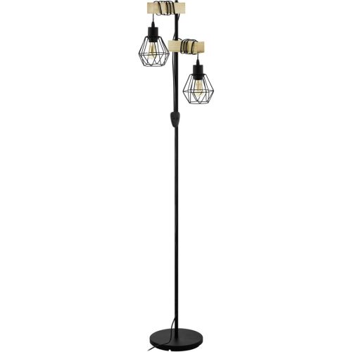 Eglo Stehlampe Townshend 5 Braun/Schwarz Stahl/Holz 25 cm 166.5 cm - Material: Holz/Stahl - Stehlampe