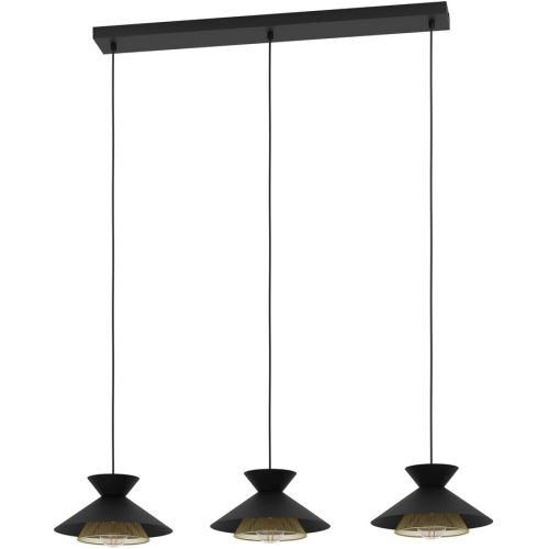 Eglo Pendellampe Grizedale Schwarz Stahl 26 cm 110 cm - Farbe: Schwarz/Messing - Pendellampe