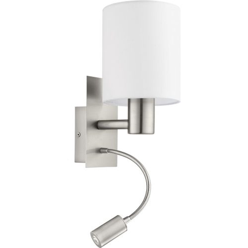 Eglo Wandlampe Pasteri Grau Stahl 38 cm - Farbe: Nickel matt - Lichtfarbe: Warmweiss - Wandlampe