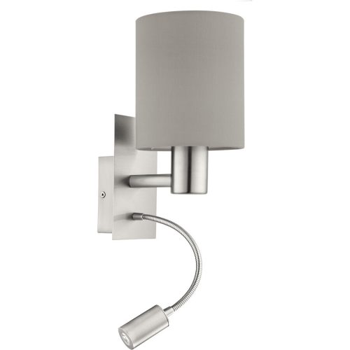 Eglo Wandlampe Pasteri Grau Stahl 38 cm - Farbe: Nickel matt - Lichtfarbe: Warmweiss - Wandlampe