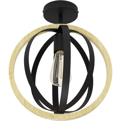 Eglo Deckenlampe Basildon Braun/Schwarz Stahl/Holz 37.5 cm - Material: Holz/Stahl - Deckenlampe