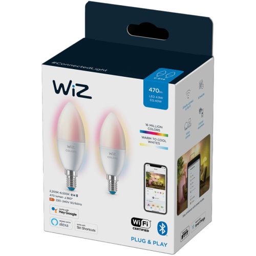 WIZ, WiZ 8719514551275 LED EEK F (A - G) E14 Mehrfarbig (Ø x H) 39 mm x 116 mm colorchanging 2 St.