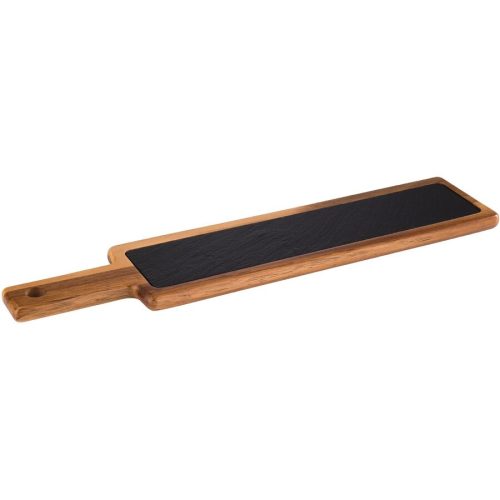 Servierbrett Aps Braun/Schwarz Holz/Naturstein 12 cm 43 cm - Material: Holz/Schiefer - Servierbrett