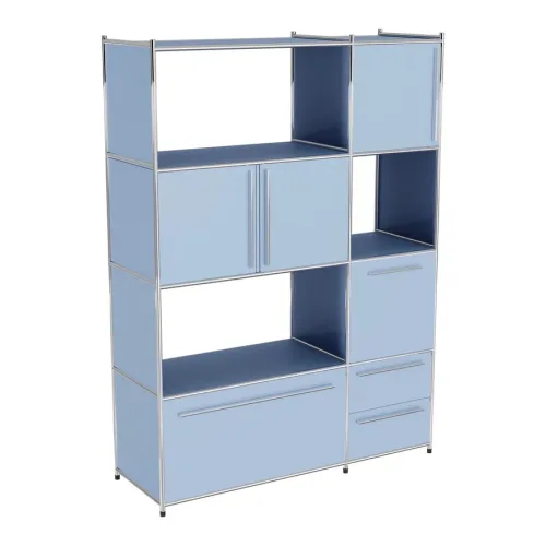 Regal Cubo Blau Metall - Farbe: stahlblau - Regal
