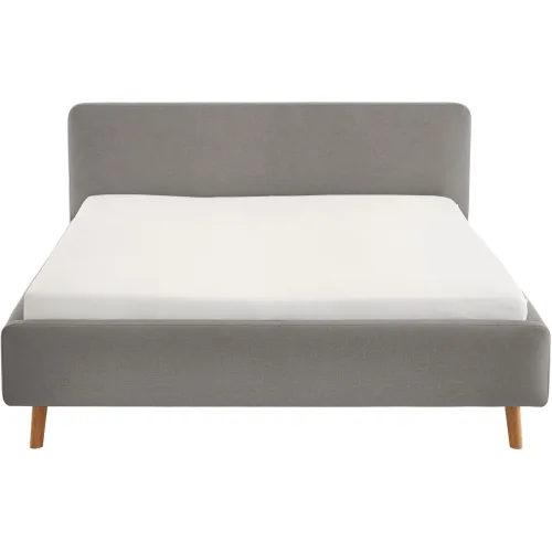 LIVIQUE, Bett Senja Grau Stoff 160 x 200 cm - Farbe: Ash - Bett