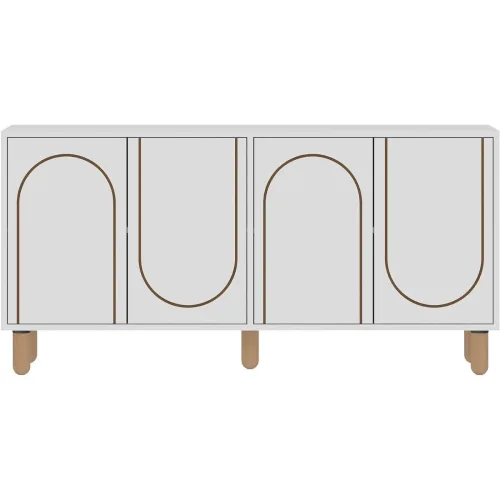 LIVIQUE, Sideboard Vint Weiss Holz 150 cm 75 cm - Material: Holzwerkstoff - Sideboard