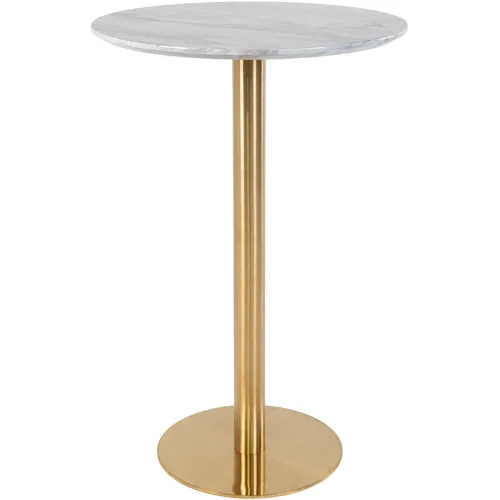 LIVIQUE, Bartisch Isenta Weiss Stahl 70 cm - Farbe: messing/weiss - Bartisch