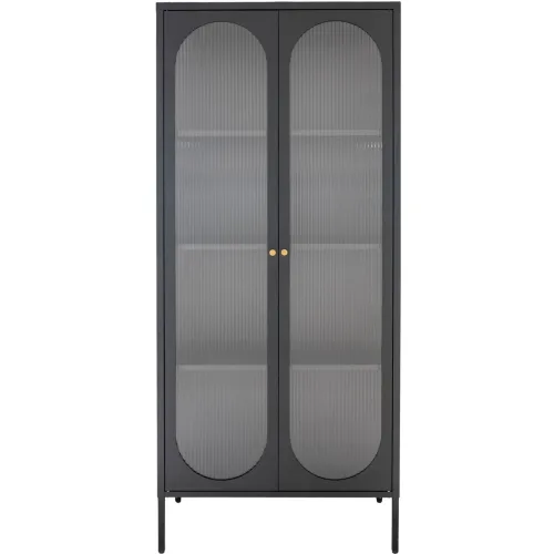 LIVIQUE, Vitrine Vandor Schwarz Stahl/Glas 80 cm 180 cm 35 cm - Vitrine