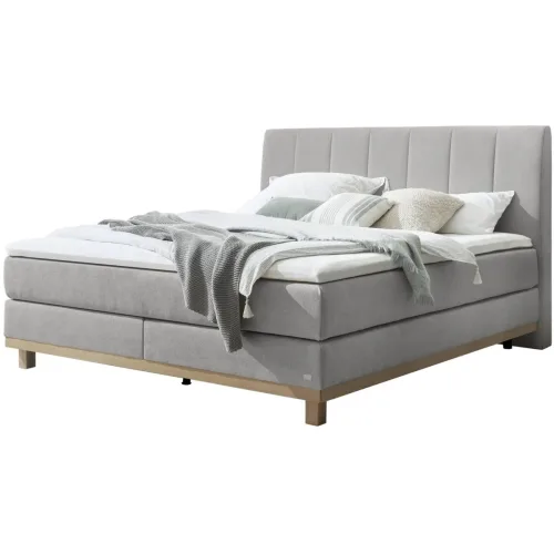 Hasena, Hasena Boxspringbett Estela Grau Stoff 160 x 200 cm - Farbe: Light Grey - Boxspringbett