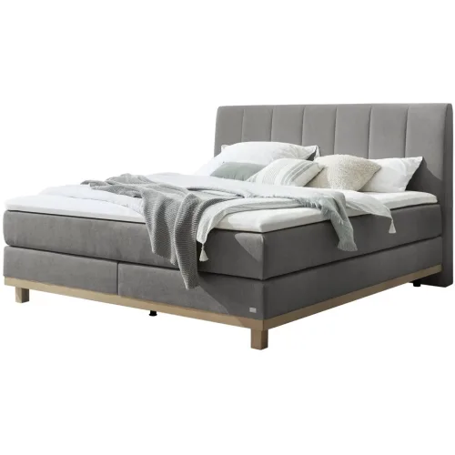 Hasena, Hasena Boxspringbett Estela Grau Stoff 180 x 200 cm - Farbe: Grey - Boxspringbett