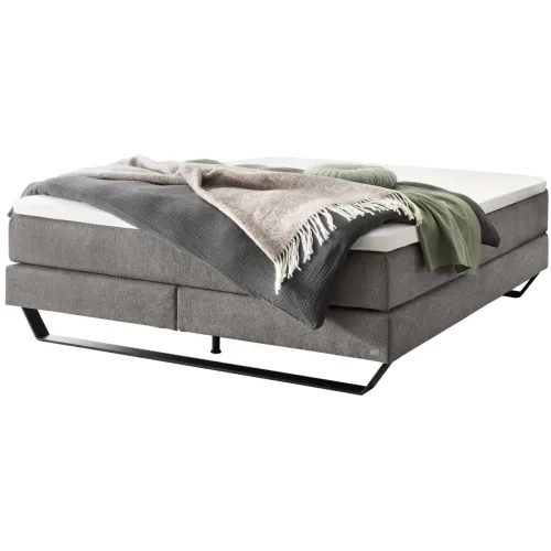 Hasena, Hasena Boxspringbett Julieta Grau Stoff 140 x 200 cm - Farbe: Grey - Boxspringbett