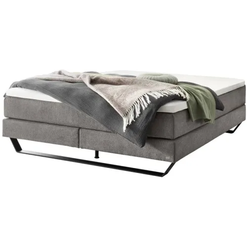 Hasena Boxspringbett Julieta Grau Stoff 140 x 200 cm - Farbe: Grey - Boxspringbett