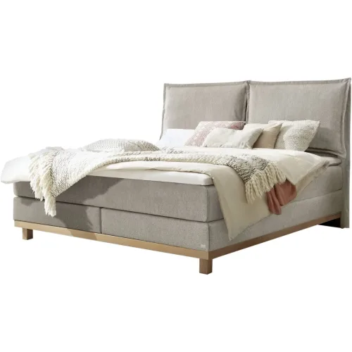 Hasena, Hasena Boxspringbett Zamora Grau Stoff 200 x 200 cm - Farbe: Light Grey - Boxspringbett