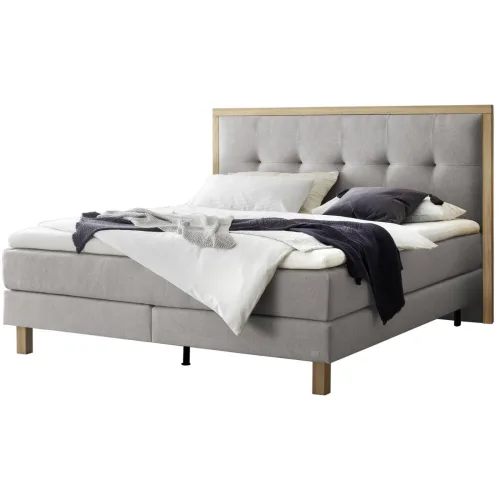 Hasena, Hasena Boxspringbett Solara Grau Stoff 180 x 200 cm - Farbe: Light Grey - Boxspringbett