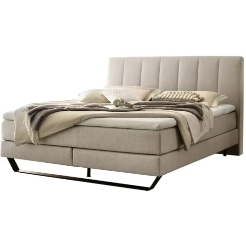 Hasena, Hasena Boxspringbett Ambra Beige Stoff 140 x 200 cm - Farbe: sand - Boxspringbett