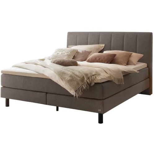 Hasena, Hasena Boxspringbett Donna Grau Stoff 180 x 200 cm - Farbe: Grey - Boxspringbett