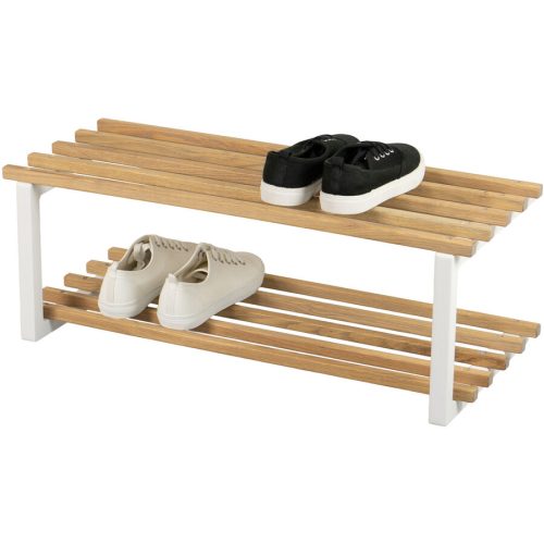 Spinder Design Schuhregal Arya Weiss/Braun Holz/Stahl 71 cm 26 cm - Farbe: weiss, eiche - Material: Eiche/Stahl - Schuhregal