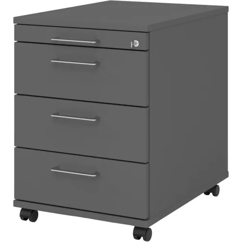 Rollcontainer Office basic Grau Holz 42.8 cm 59 cm 58 cm - Farbe: graphit - Material: Holzwerkstoff - Rollcontainer