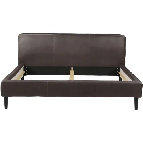 LIVIQUE, Bett Bly Braun Leder 160 x 210 cm - Bett