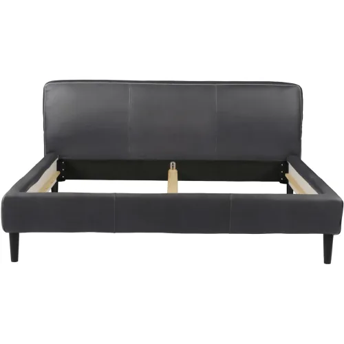LIVIQUE, Bett Bly Schwarz Leder 140 x 210 cm - Bett