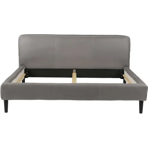 Bett Bly Grau Leder 140 x 210 cm - Bett