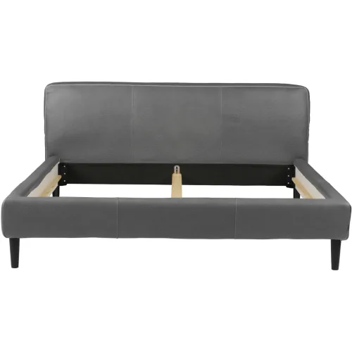 LIVIQUE, Bett Bly Grau Leder 180 x 220 cm - Bett