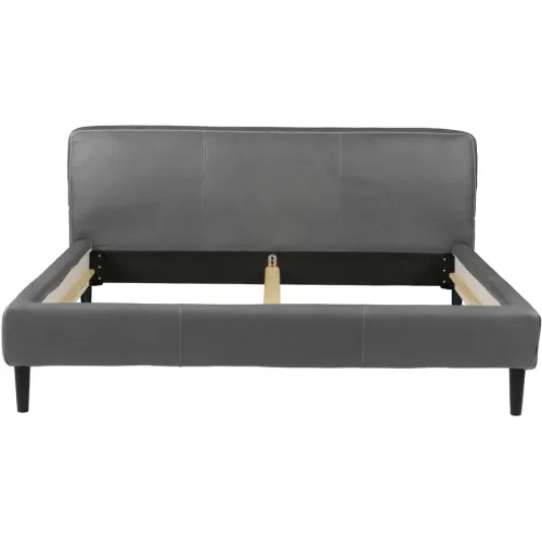Bett Bly Grau Leder 180 x 220 cm - Bett
