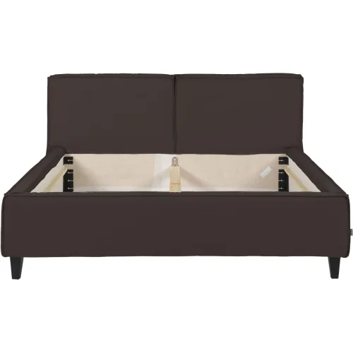 LIVIQUE, Bett Smith Braun Leder 200 x 220 cm - Material: Anilinleder - Bett