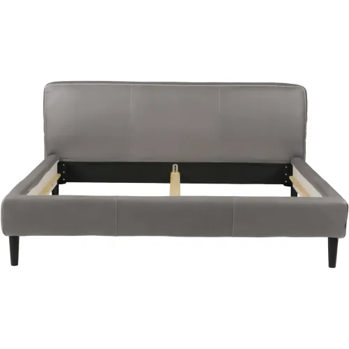 LIVIQUE, Bett Bly Grau Leder 180 x 210 cm - Bett