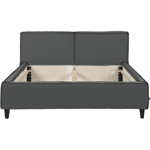 LIVIQUE, Bett Smith Grau Leder 180 x 200 cm - Bett