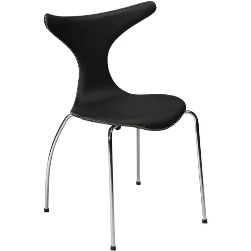 DAN-FORM, DAN-FORM Stuhl 4er-Set Dolphin Schwarz/Silber Leder 55 cm - Stuhl 4er-Set