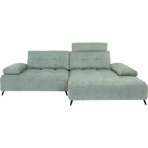 LIVIQUE, Ecksofa Damara Grün Polyester 284 cm 184 cm Verstellbare Stütze - Ecksofa
