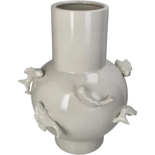 LIVIQUE, Vase Myko Beige Steingut 36.5 cm - Farbe: elfenbein - Vase