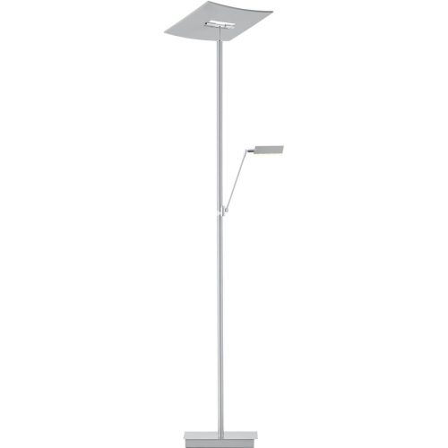 Leselampe Maluna Grau Aluminium/Eisen 39 cm 180 cm - Farbe: Nickel matt - LED - Lichtfarbe: Extra warmweiss - Leselampe- LED Energiesparlampe