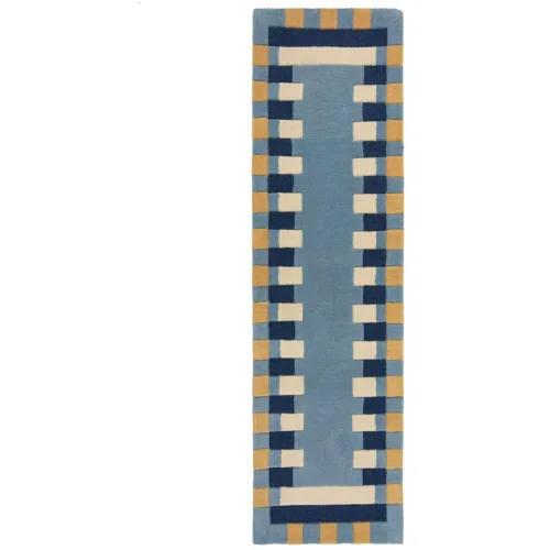 LIVIQUE, Teppich Skandy Blau/Gelb Wolle 60 cm 230 cm - Teppich