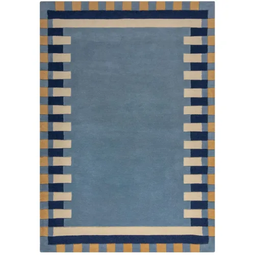 LIVIQUE, Teppich Skandy Blau/Gelb Wolle 200 cm 290 cm - Teppich