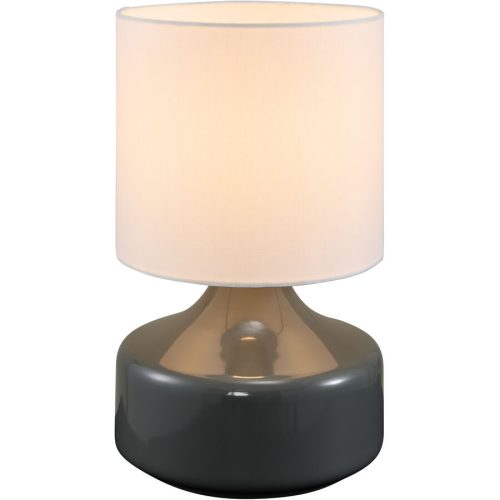 Tischlampe Nil Metall/Stoff grau glänzend Ø 20cm E27 - Tischlampe