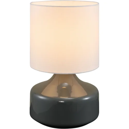 LIVIQUE, Tischlampe Nil Metall/Stoff grau glänzend Ø 20cm E27 - Tischlampe