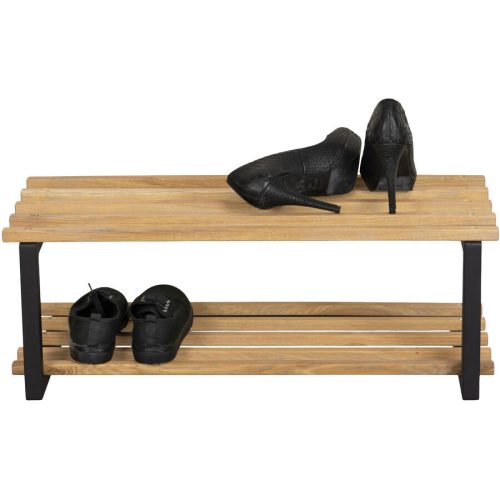 Spinder Design Schuhregal Hesta Schwarz/Braun Stahl/Holz 71 cm 26 cm - Farbe: schwarz/nature - Schuhregal