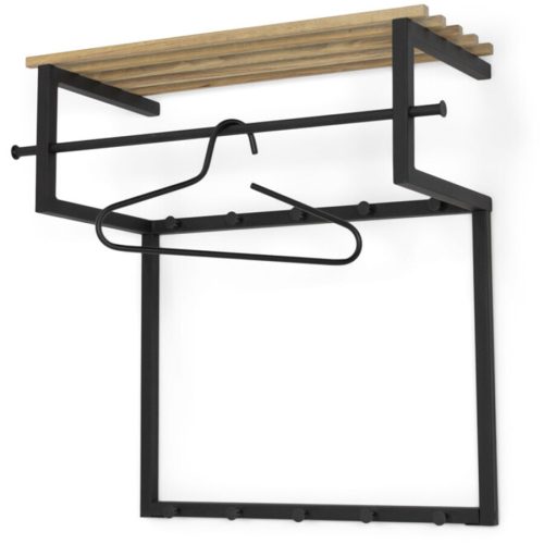 Spinder Design Garderobe Hesta Schwarz Stahl/Holz 76 cm - Farbe: schwarz/nature - Material: Stahl/Eiche - Garderobe