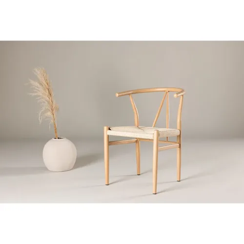 Stuhl Stol Beige Stahl/Rattan B 55 cm - Material: Rattan/Stahl - Stuhl